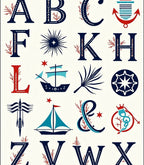 Nautical Alphabet Red Blue Anchor Ship Rug
