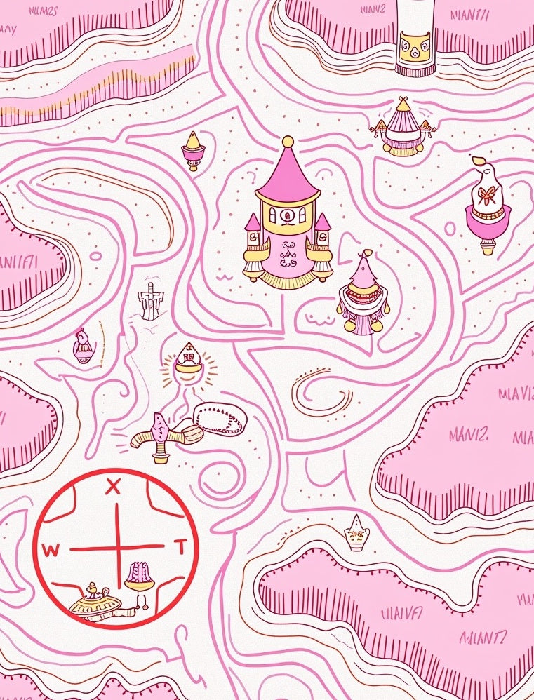 Pink Castle Maze Map Adventure Rug