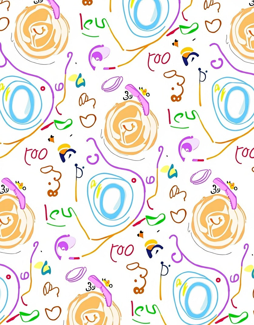Playful Abstract Strokes Whimsical Circles Rug