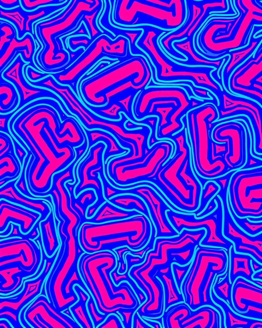 Hot Pink Blue Abstract Graffiti Lines Rug