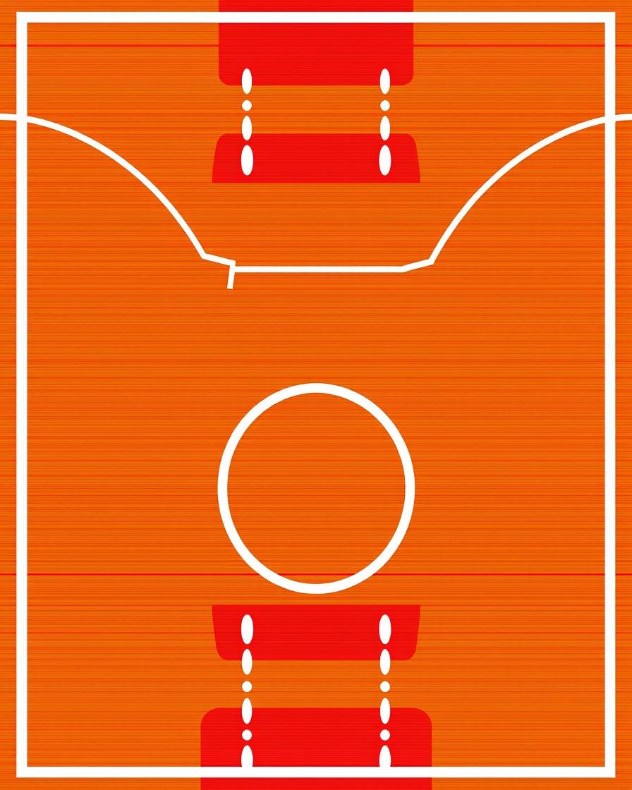 Vibrant Orange Court Lines Rug