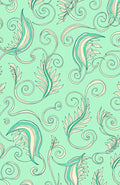 Aqua Coastal Leaf Swirl Rug