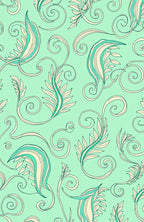 Aqua Coastal Leaf Swirl Rug