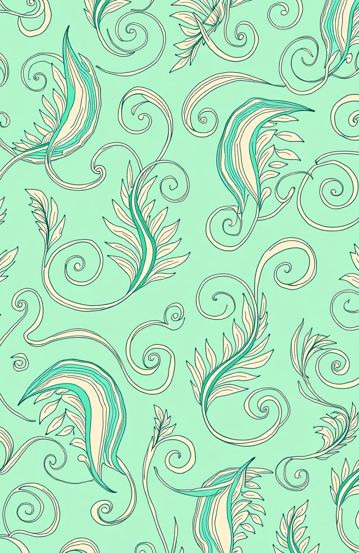 Aqua Coastal Leaf Swirl Rug