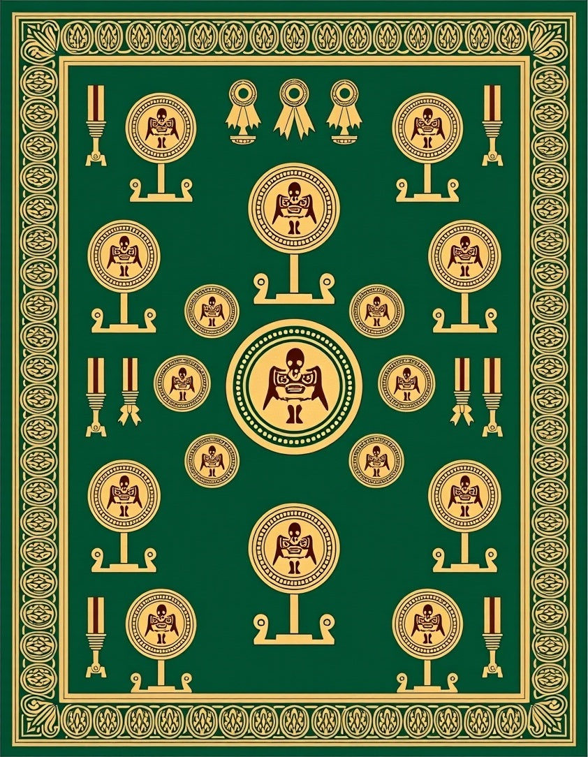 Emerald Gold Emblem Medallion Border Rug