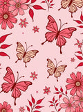 Pink Butterflies and Floral Garden Rug