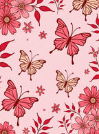Pink Butterflies and Floral Garden Rug