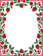 Red Strawberry Vine Border Rug
