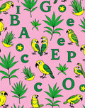 Whimsical Yellow Parrots Green Leaves Rug