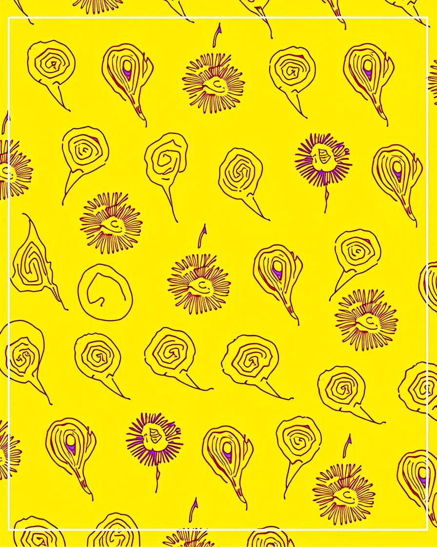 Vibrant Yellow Purple Organic Blooms Rug