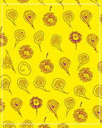Vibrant Yellow Purple Organic Blooms Rug