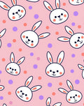 Whimsical Pink Bunny Polka Dot Rug
