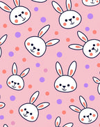 Whimsical Pink Bunny Polka Dot Rug