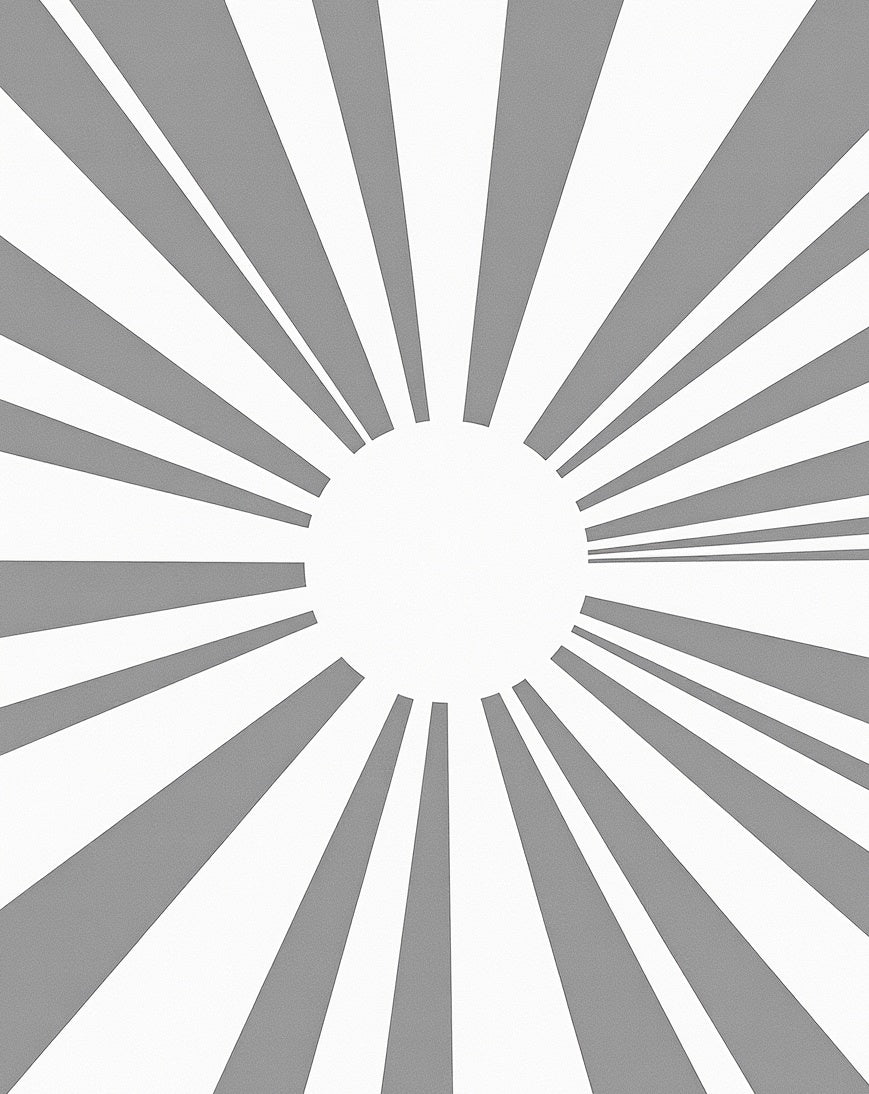Modern Gray Sunburst Rays Rug