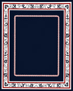 Navy Nautical Border Anchor Sun Motif Rug