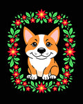 Corgi With Red Flower Wreath Rug