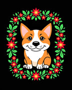 Corgi With Red Flower Wreath Rug