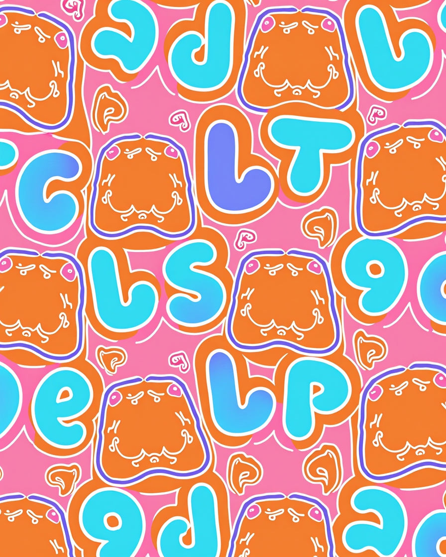 Graffiti Bold Orange Jellies Rug