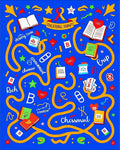 Energetic Blue Educational Abstract Journey Rug