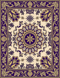Regal Violet Gold Floral Medallion Rug
