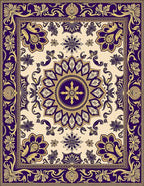 Regal Violet Gold Floral Medallion Rug