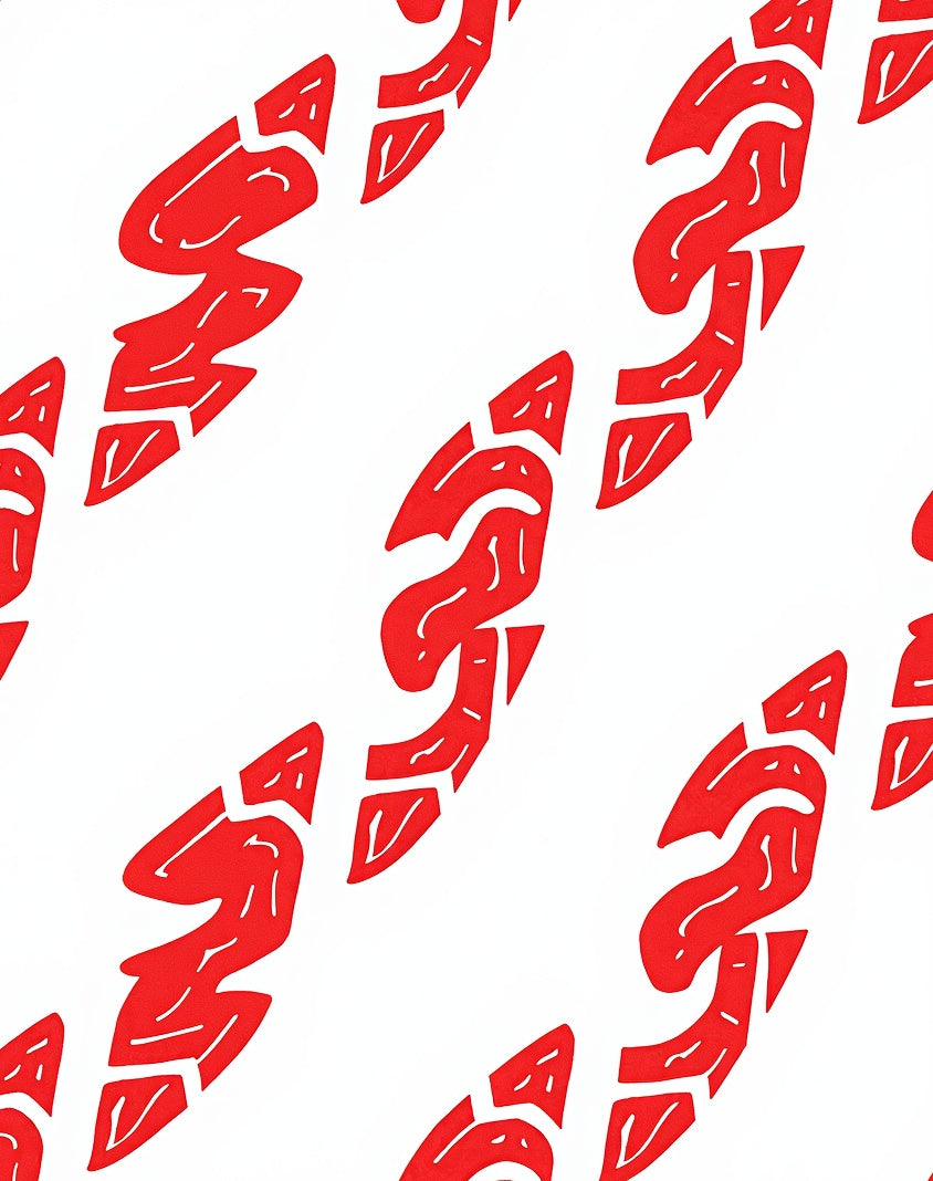 Bold Red Abstract Chain Rug