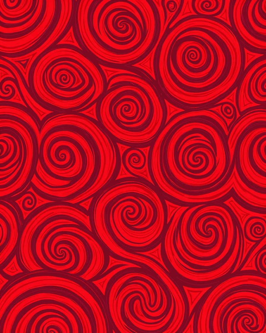 Vibrant Crimson Contemporary Swirl Rug