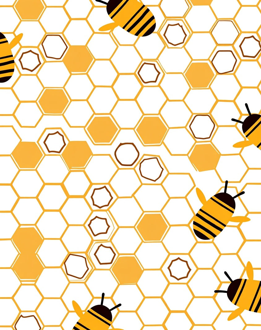 Whimsical Yellow Bee Honeycomb Scene Rug