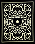 Ornate Ivory Animal Family Black Rug
