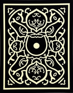 Ornate Ivory Animal Family Black Rug