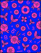 Pink Floral Abstract Numbers Rug