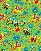 Whimsical Bee and Blue Flower Meadow Rug