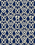 Cream and Navy Intertwined Damask Rug