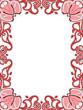 Coral Red Art Nouveau Floral Frame Rug