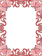 Coral Red Art Nouveau Floral Frame Rug