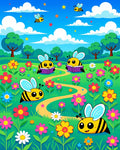 Whimsical Bee Garden Meadow Lawn Rug