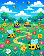 Whimsical Bee Garden Meadow Lawn Rug