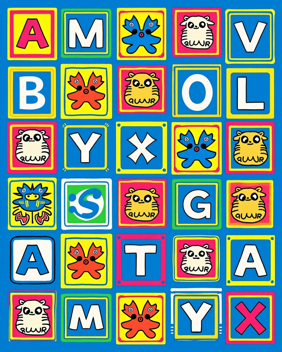 Bold Alphabet Pop Art Blocks Rug