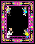 Vibrant Pink Children Greeting Square Rug