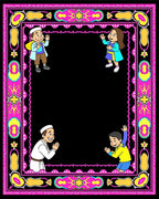 Vibrant Pink Children Greeting Square Rug