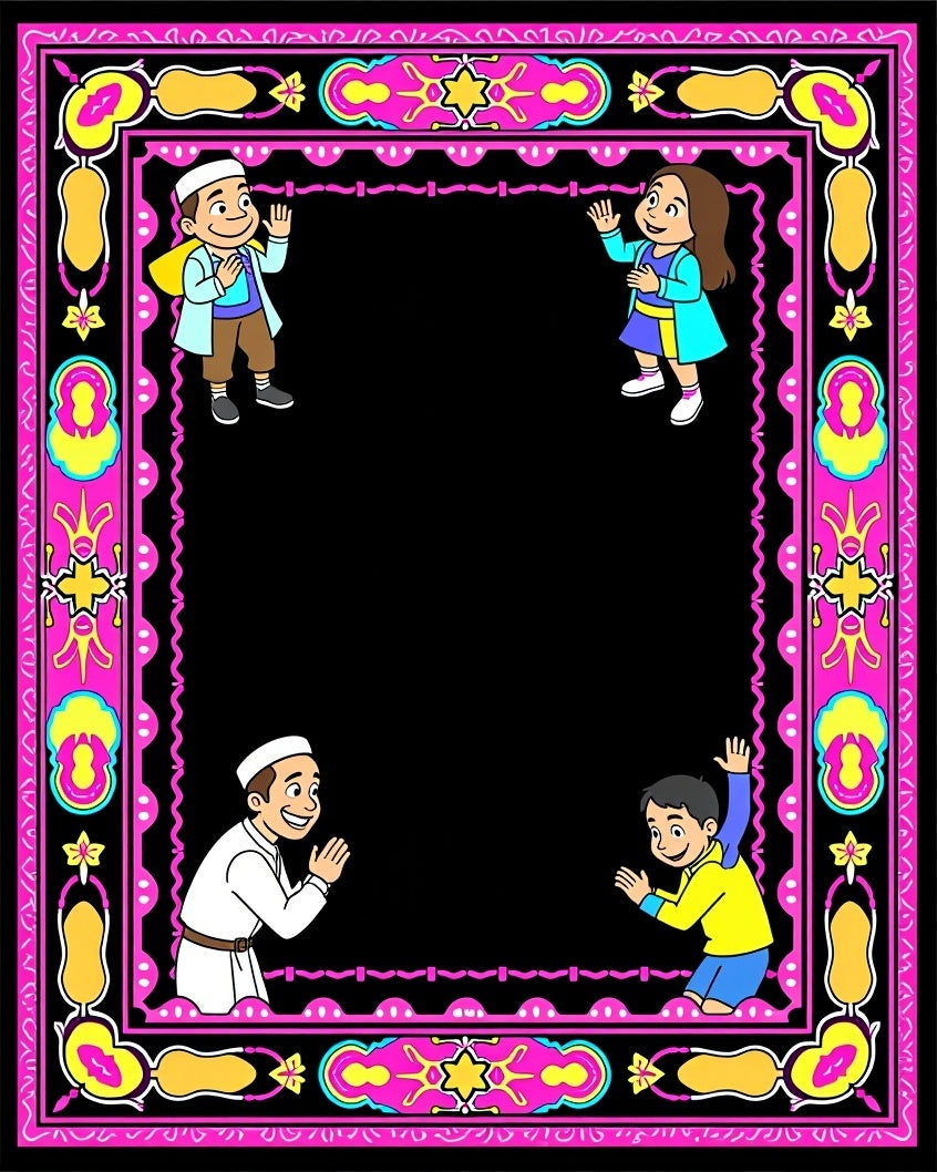 Vibrant Pink Children Greeting Square Rug