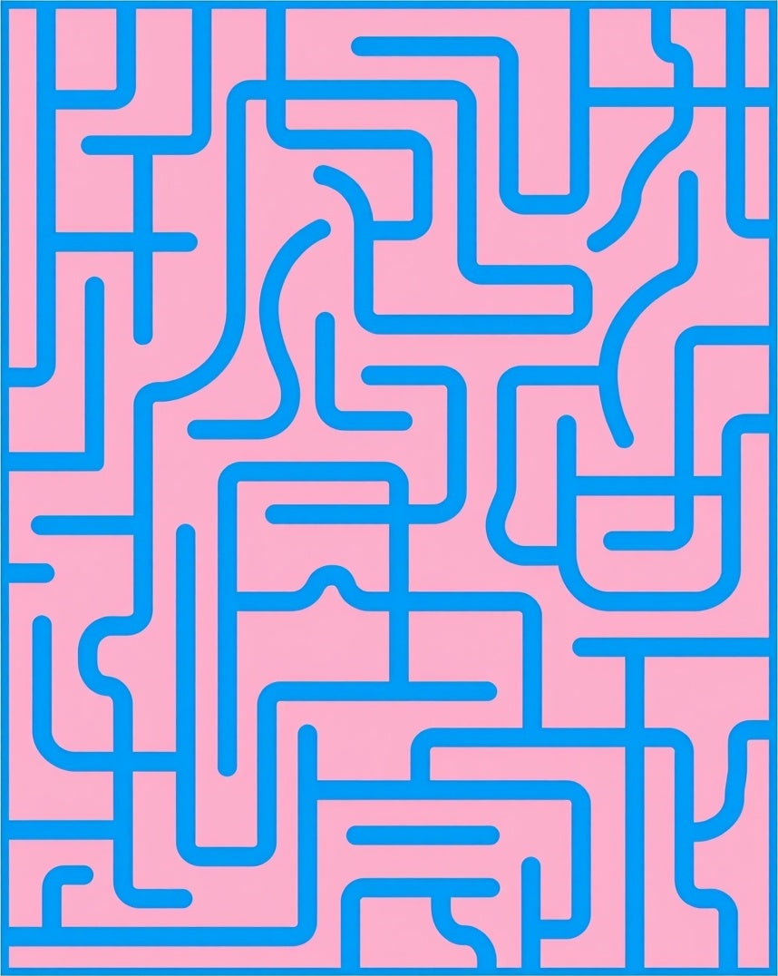 Pink Blue Maze Lines Rug