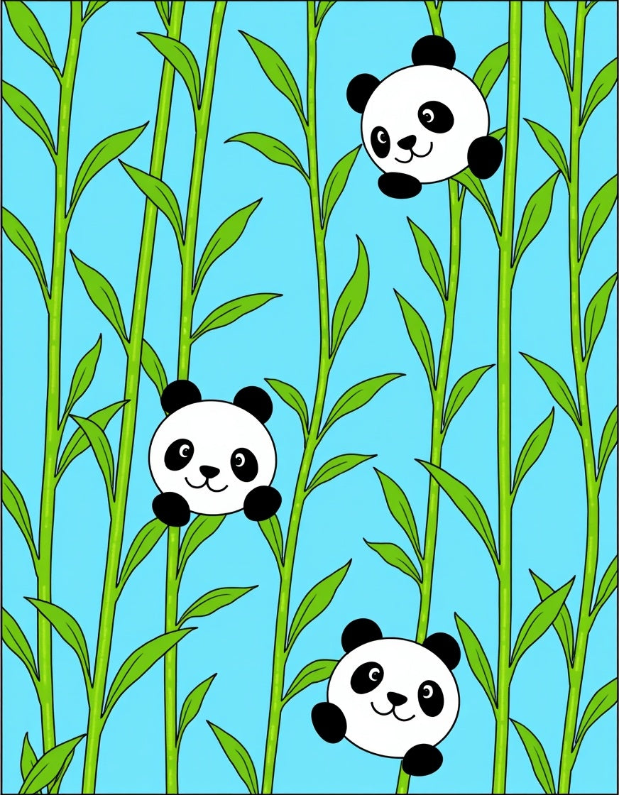 Cute Panda Bamboo Forest Rug