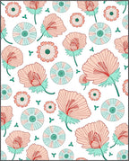 Coral Teal Flower Array Rug