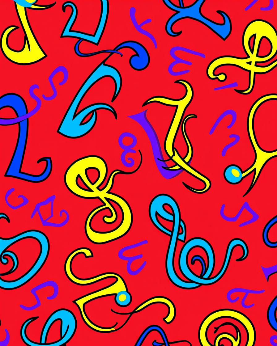 Funky Red Scribble Musical Notes Rug