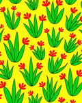 Bright Yellow Red Flower Meadow Rug