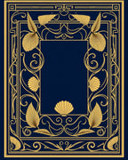 Golden Art Nouveau Seashell Leaf Frame Rug
