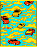 Retro Orange Yellow Car Clouds Rug