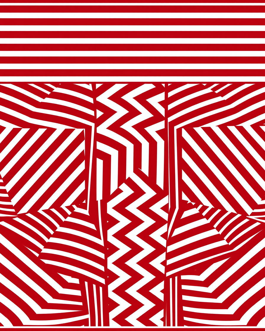 Bold Red White Geometric Abstraction Rug