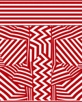 Bold Red White Geometric Abstraction Rug
